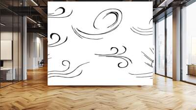 Doodle wind blow, gust design isolated on white background. vector hand drawn illustration Wall mural