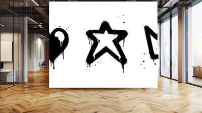 Spray painted graffiti Crown, star and heart drip symbol. isolated on white background. vector illustration Wall mural