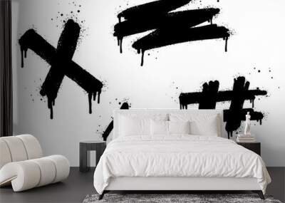 Spray painted graffiti element on set. letter X, hashtag. isolated on white background. vector illustration Wall mural