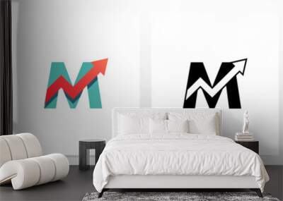 Arrow Chart On Letter Logo Design M Wall mural