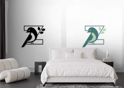 Bird Perch On Lettter Logo Design Z Wall mural