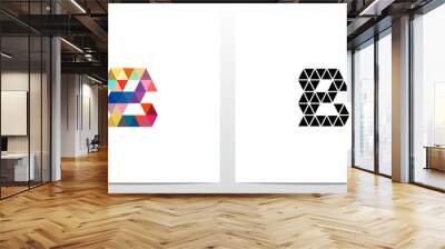 Colorful Triangles Letter Logo Design B Wall mural