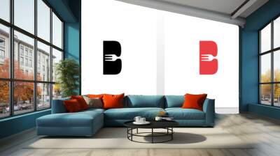 fork on letter logo design b Wall mural