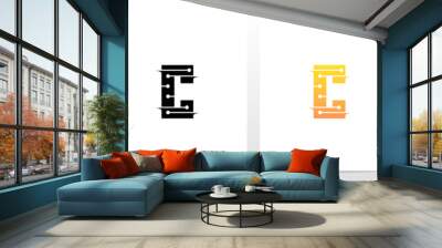 Horizontal Lines With Dots On Letter Logo Design C Wall mural