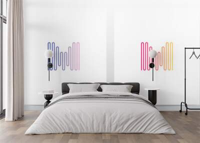 Sound Wave Lines Letter Logo Design M Wall mural