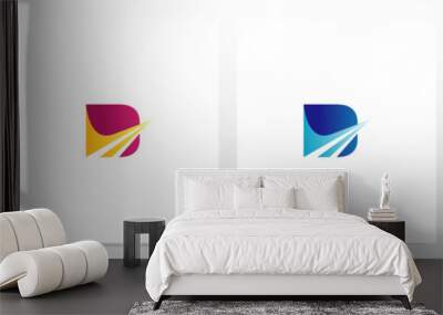 Swoosh Pointed Graphic On Letter Logo Design D Wall mural