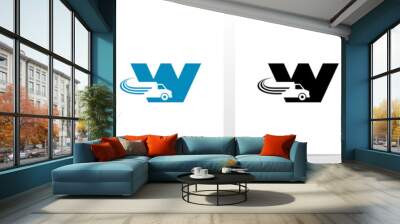 Transport Truck On Letter Logo Design W Wall mural