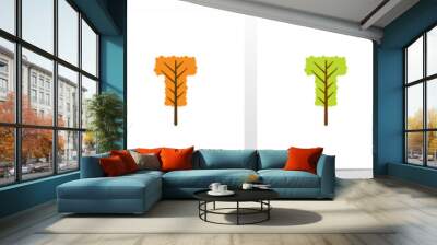 Tree With Leaf Forming Letter Logo Design T Wall mural