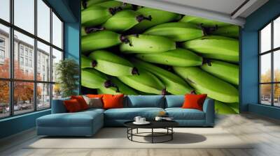 Bunch of green harvested bananas Wall mural