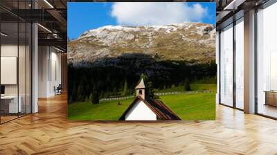 Church of the Rifugio Prato Piazza in the Dolomites, Italy, Europe Wall mural