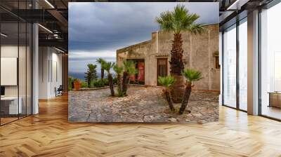 Traditional architecture stone house of Sicily, Italy, Europe Wall mural