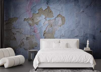 A highly detailed cracked painted wall background and texture vi Wall mural