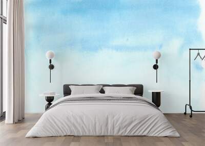 Hand painted blue watercolor background, watercolor wash Wall mural