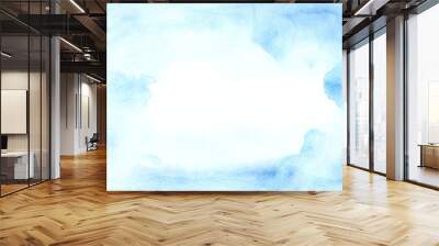 universal watercolor blue frame with stains of paint on a white paper texture. ideal for text, layou Wall mural