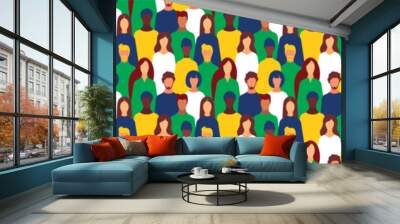 Brazilians. crowd of people with the flag of Brazil. group of people. Brazilian people seamless pattern horizontal in flat style. Stop the violence. Happy independence day Brazil. Protests in Brazil. Wall mural