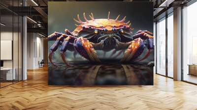 Photorealistic concept illustration of a king crab. Generative AI. Wall mural