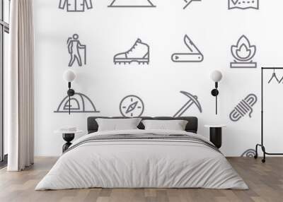 Climbing vector line icons Wall mural