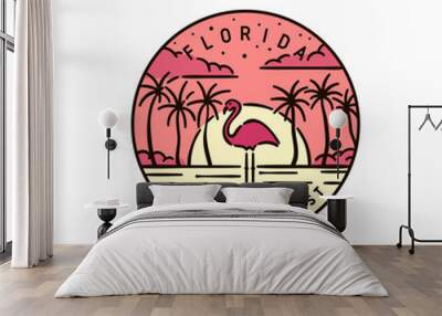 Florida Flamingo Sunset Wall mural