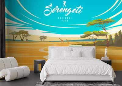 The Serengeti national park. Nature of Tanzania. Savannah. Wall mural