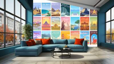 Vector travel posters set. Wall mural