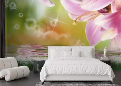 Beautiful flowers card.Flora exotic tropical backg Wall mural