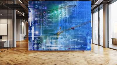 conceptual background industrial construction technology Wall mural