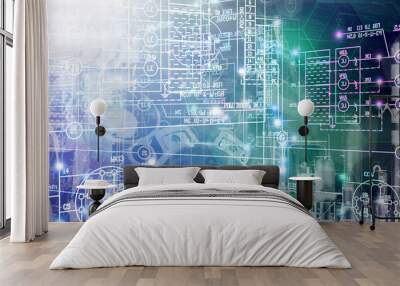 industrial engineering background concept mixed Wall mural