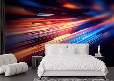 Abstract speed motion blurred striped glitch background. Wall mural