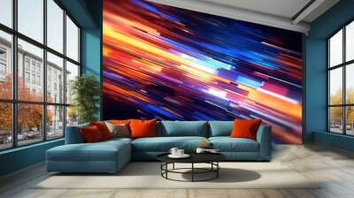 Abstract speed motion blurred striped glitch background. Wall mural