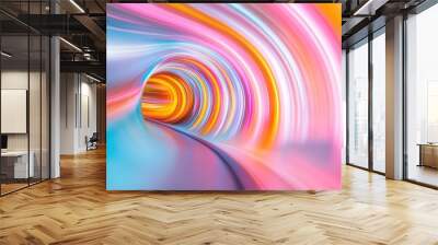 Vivid light streaks swirl in a captivating tunnel, blending colors and creating an energetic sensation of movement Wall mural