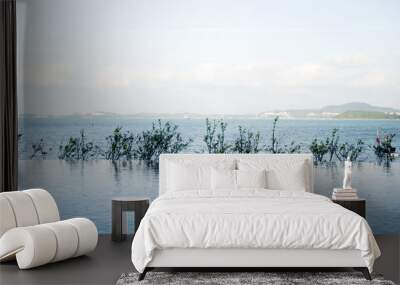 the pool and sea view Wall mural