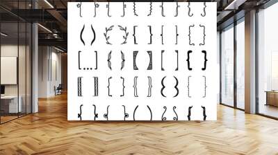 Brackets collection for graphic design. Hand sketched brackets design elements Wall mural