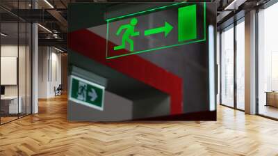 Illuminated Fire exit sign for use in emergency Wall mural