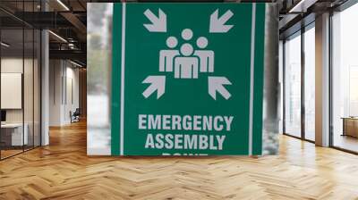 View of Emergency assembly point sign board Wall mural