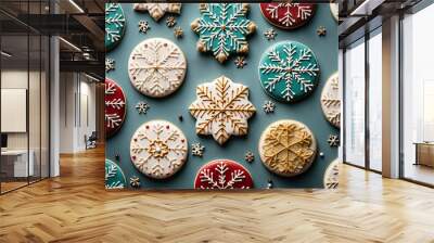 Christmas gingerbread cookies beautifully decorated with icing  Wall mural