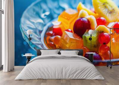 Colorful Fruit Salad With Jelly Cubes Wall mural