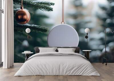 round Christmas tree decoration mockup  Wall mural