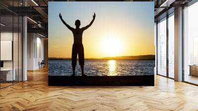 Healthy, happy young man - positive emotions, joy concept Wall mural