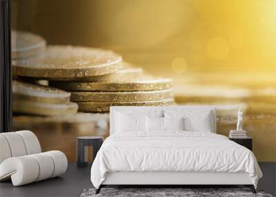 Website banner of golden money coins Wall mural