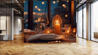 A candlelight dinner at a luxurious restaurant Wall mural