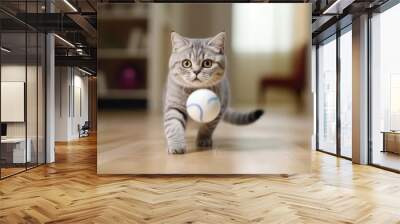 A cute cat playingg ball Wall mural