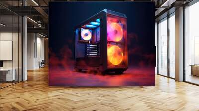 A gaming computer with RGB LED lighting Wall mural