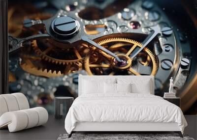 Close-up of a mechanical gears in swiss watch Wall mural