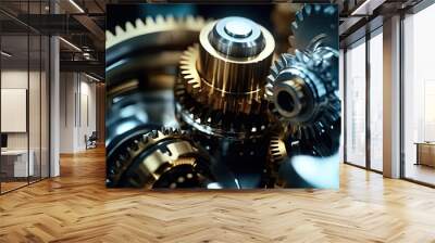 Close up of tetallic gears and auto parts Wall mural