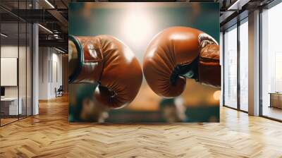 Close-up of two boxing gloves hitting each other Wall mural