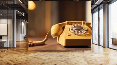 Close-up shot of classic telephone landline at office Wall mural