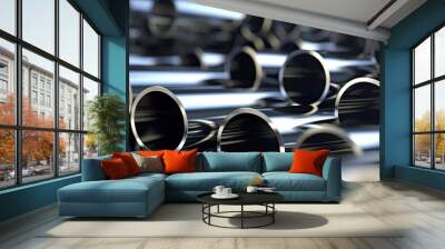 Stainless steel pipes at the factory Wall mural