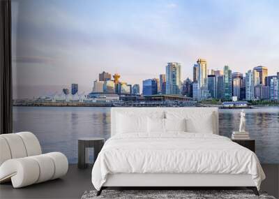 Vancouver skyline at sunset panoramic view Wall mural