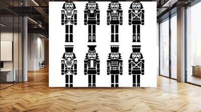 Christmas nutcracker - soldier figurine black icons set Wall mural