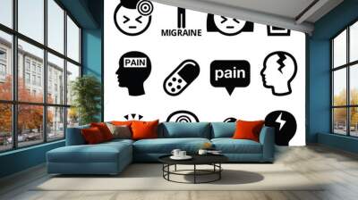 headache migraine icons set Wall mural